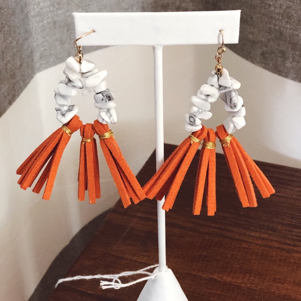 Orange Tassel Earrings 🧡